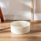 Jardin Ribbed Pet Bowl Cream Large