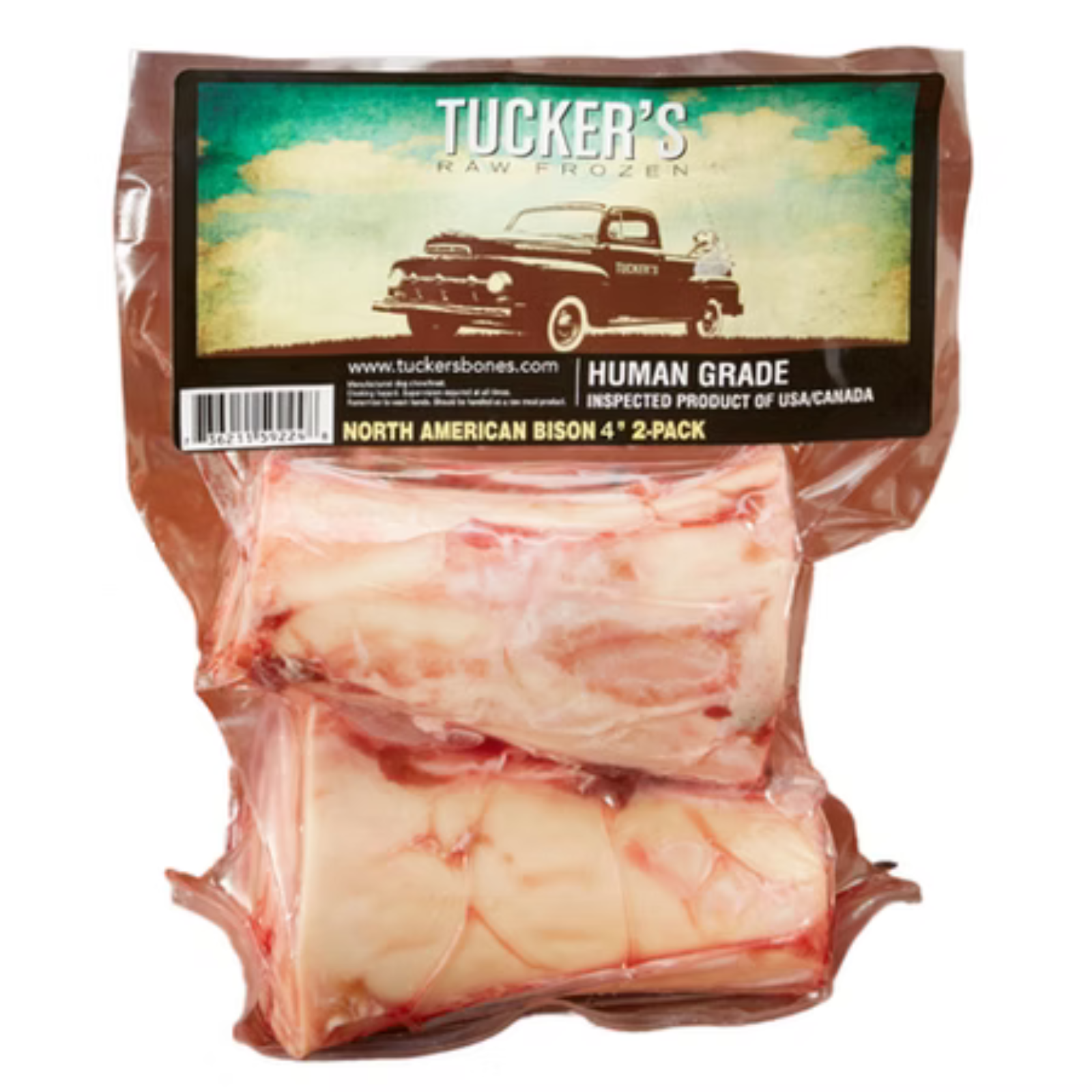 Packaged bison product with Tucker's label on a white background