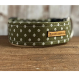 Green with Cream Shaded Hexagons Dog Collar