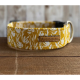 Mustard with Cream Floral Boho Style Dog Collar