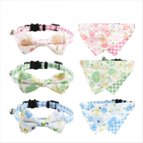 Mokka Floral Bow Tie Cat Collar Bandana