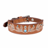 Blueberry Pet Brown Leather Western Style Dog Collar