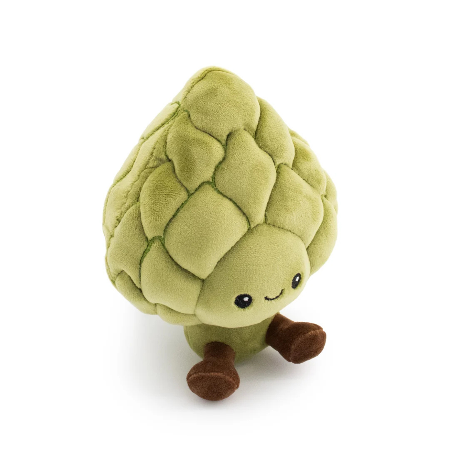 Plush toy shaped like an artichoke on a white background