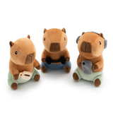 Three plush squirrel toys on a white background