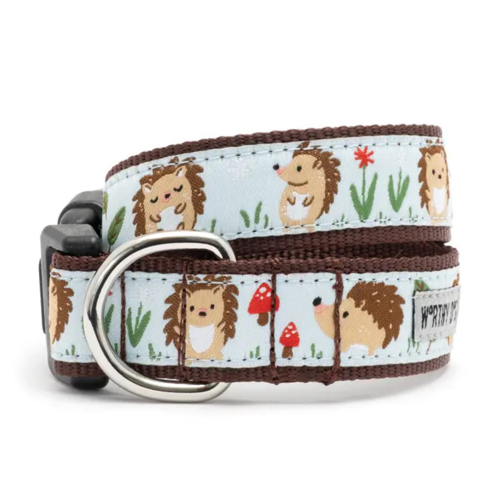 Dog collar with hedgehog pattern on a white background