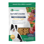 A bag of Dr. Marty Nature's Blend Premium Origin adult dog food, grass-fed and wild-caught.