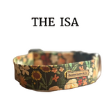 Peach Flowers & Sunflowers on Olive Dog Collar