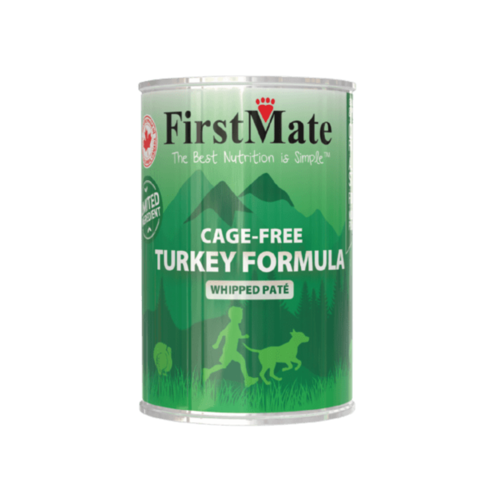 First Mate Dog Canned Food Cage-Free Turkey Formula Whipped Pate in a Green Can 12.5oz