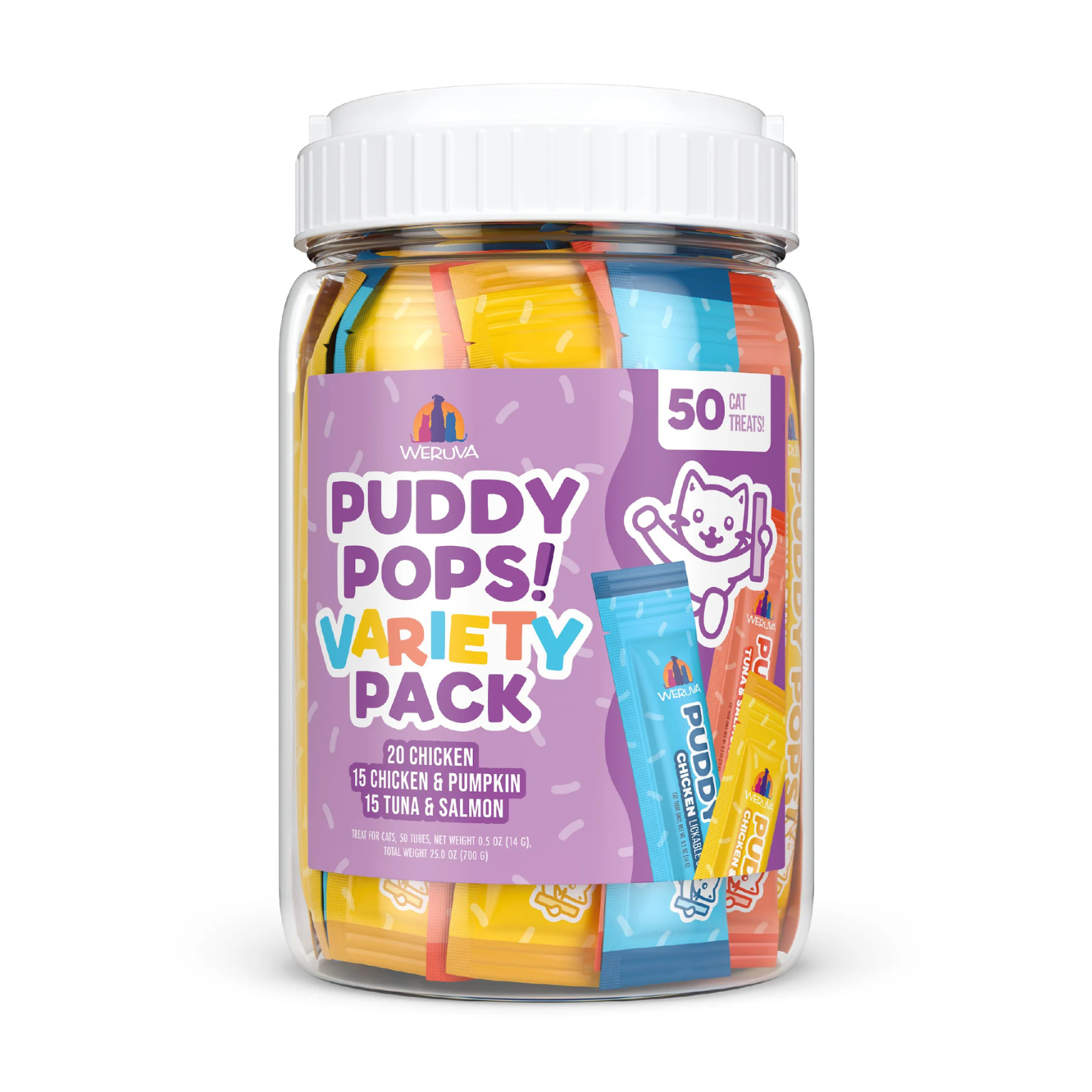 Jar of Puddy Pops Variety Pack on a white background