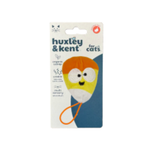 Huxley & Kent 'for cats' cat toy in its original retail packaging, featuring a plush orange, yellow, and white cat toy with an orange loop.