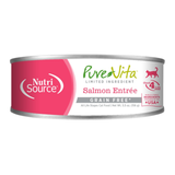 Can of PureVita Limited Ingredient Salmon Entrée cat food on a white background
