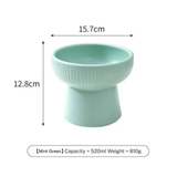 Striped Elevated Ceramic Pet Bowl Mint Green