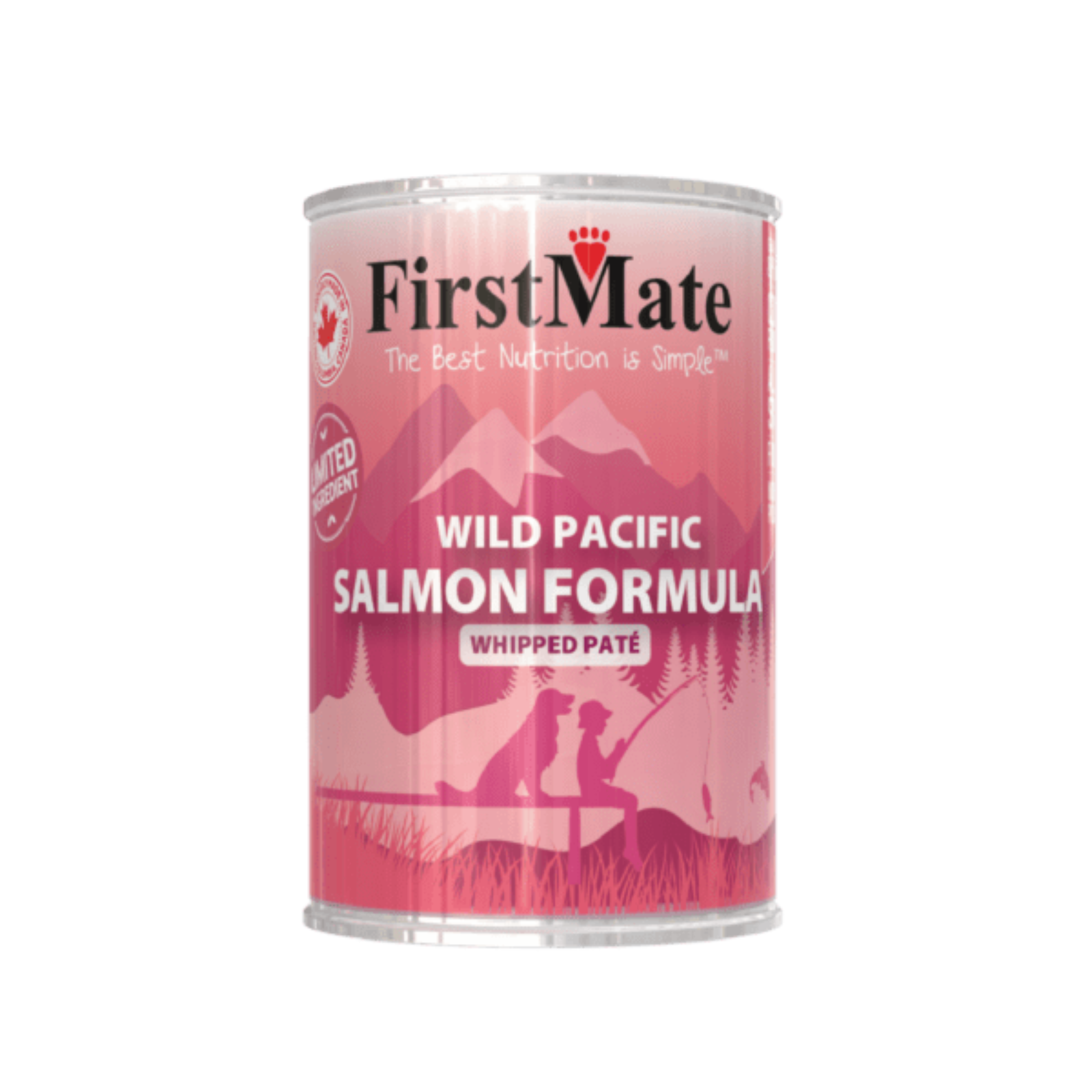 Can of FirstMate Wild Pacific Salmon Formula Whipped Pate on a white background