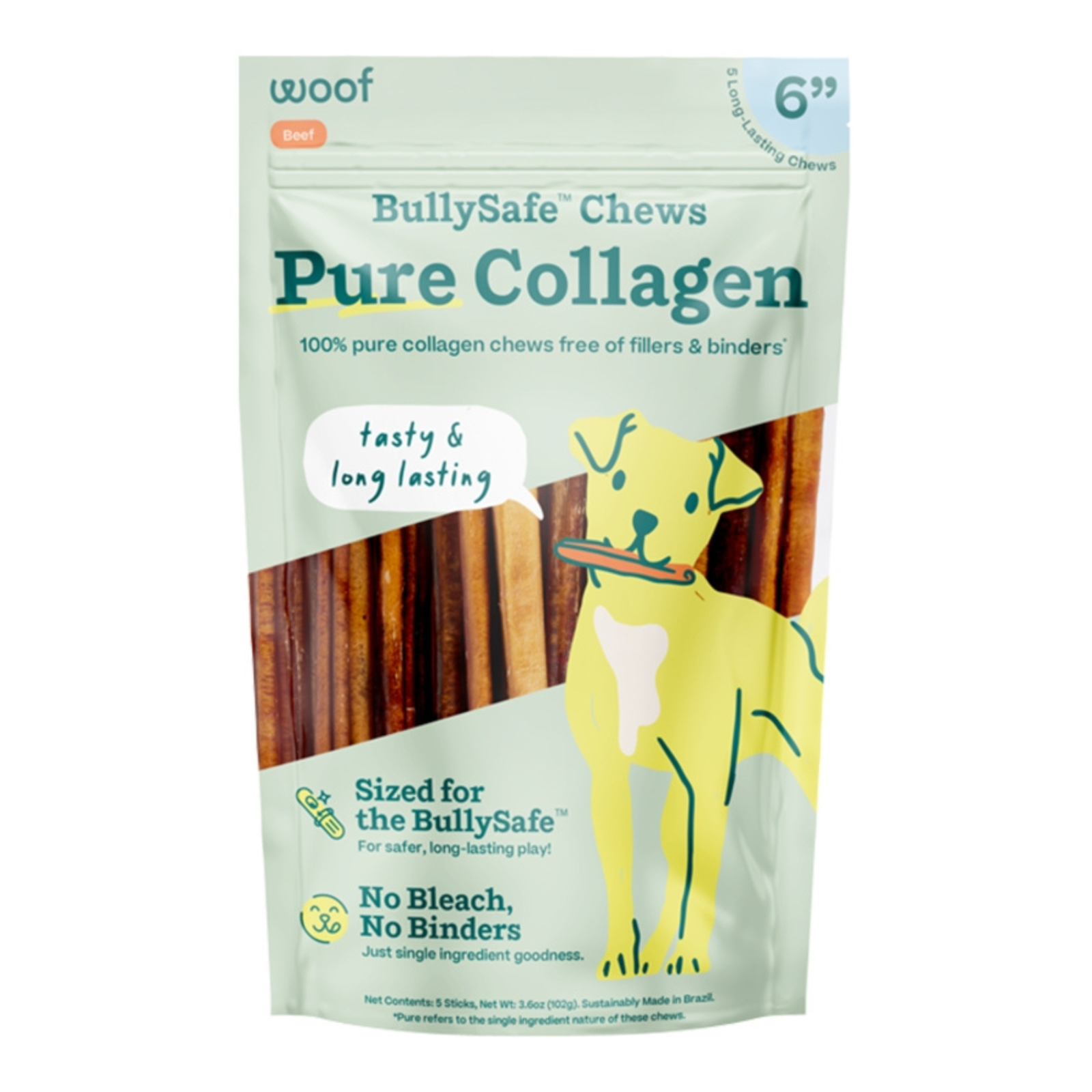 Package of BullySafe Chews Pure Collagen for dogs on a white background