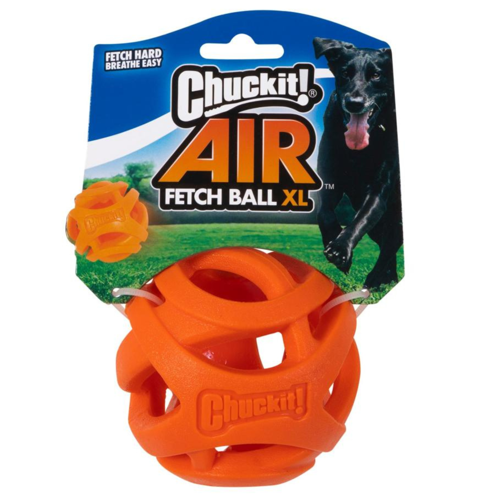 Chuckit! Air Fetch Ball XL toy with packaging on a white background