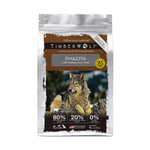 Package of TimberWolf Dakota dog food with a wolf illustration on a white background
