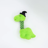 PatchworkPet Tug & Toss Dinosaur with Witch Hat 15in