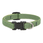 Green dog collar with black buckle on a white background