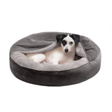 Fur Haven Wave Fur & Velvet Hooded Donut Pet Bed