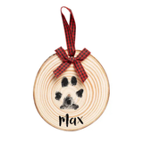 Christmas Wooden Pawprints Holiday Ornament