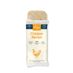 A single packaged pet food bar labeled 'The Perfect Pet' 'Chicken Recipe' on a plain white background. The package is mostly white with orange and navy text blocks and a small chicken illustration near the bottom.