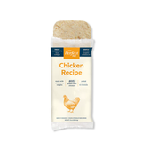 A single packaged pet food bar labeled 'The Perfect Pet' 'Chicken Recipe' on a plain white background. The package is mostly white with orange and navy text blocks and a small chicken illustration near the bottom.