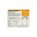 The back panel of a pet food box showing nutrition facts, ingredients, and storage instructions on a white background.