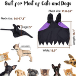 Dog and cat Halloween costume with measurements and size chart