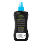 A black plastic spray bottle with a bright blue spray nozzle, shown from the back against a plain white background.