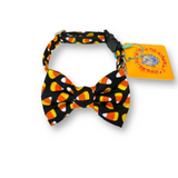 Halloween Bow Tie Candy Corn on Black Cat Collar