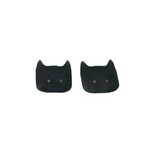 Two black cat-shaped earrings on a white background
