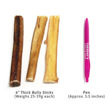 Natural Dog 6in Thick Bully Stick Odor Free 16oz