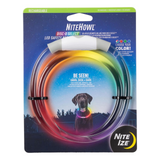 NiteHowl LED safety neck ring packaging with a dog wearing the product on a starry night background.