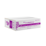 A white cardboard box of smallbatchdog bulk frozen raw turkey recipe patties, featuring purple text and graphics on a white background.