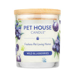 Pet House Candle with wild blueberries flavor on a white background