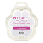 Pet House Wax Melt packaging with 'Wildflowers' flavor on a white background