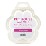 Pet House Wax Melt packaging with 'Wildflowers' flavor on a white background