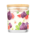 Candle with fig design on a white background
