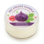 Pet House Candle labeled 'Winter Fig' on a white background