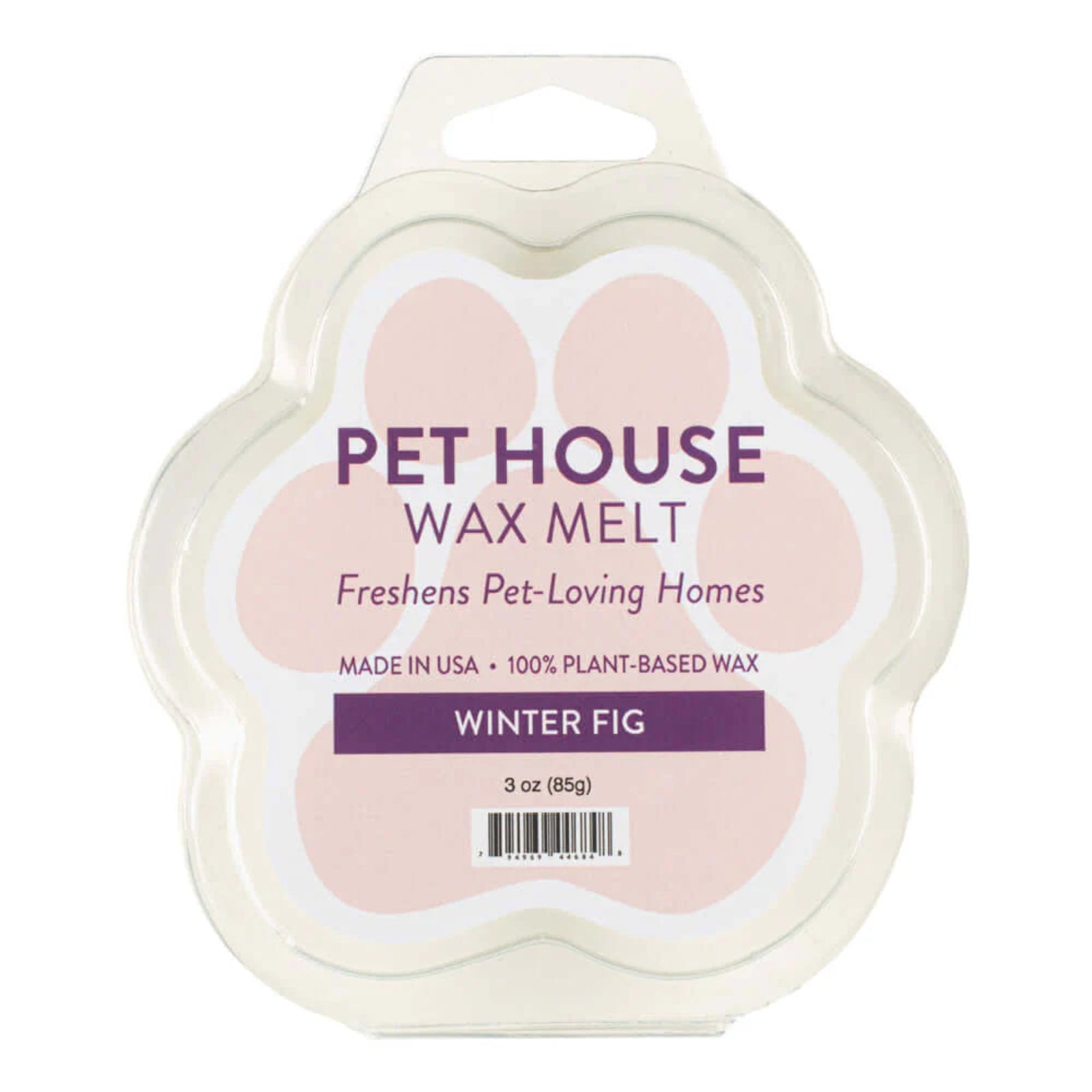 Pet House Wax Melt packaging with paw shape on a white background