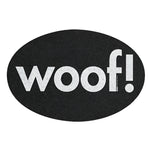 Pet Placemat | Recycled Rubber Oval Woof Black