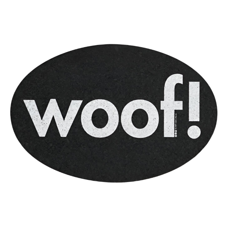 Pet Placemat | Recycled Rubber Oval Woof Black