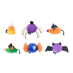 Set of Halloween-themed plush toys on a white background