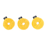 Three yellow donut-shaped dog toys with 'Zippy Paws' branding on a white background.