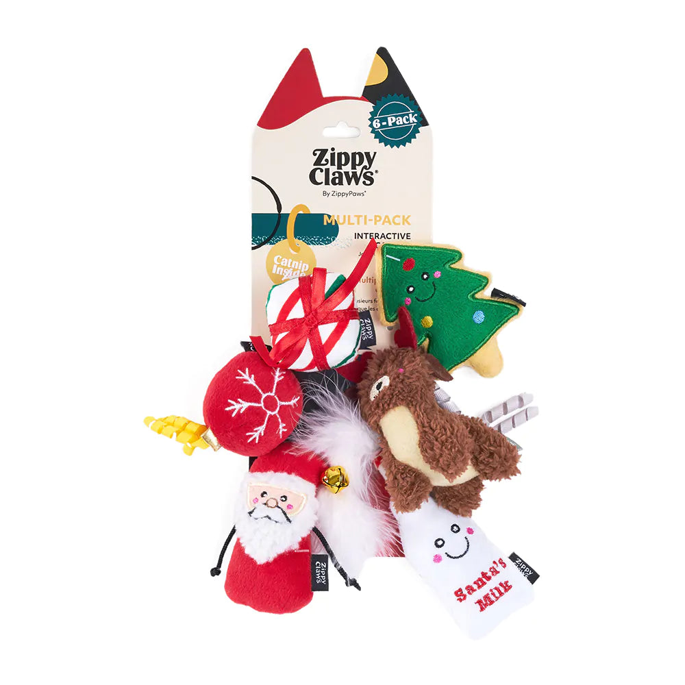 Zippy Claws dog toy set with Christmas-themed design on a white background