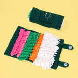 Set of colorful textured sponges on a yellow background