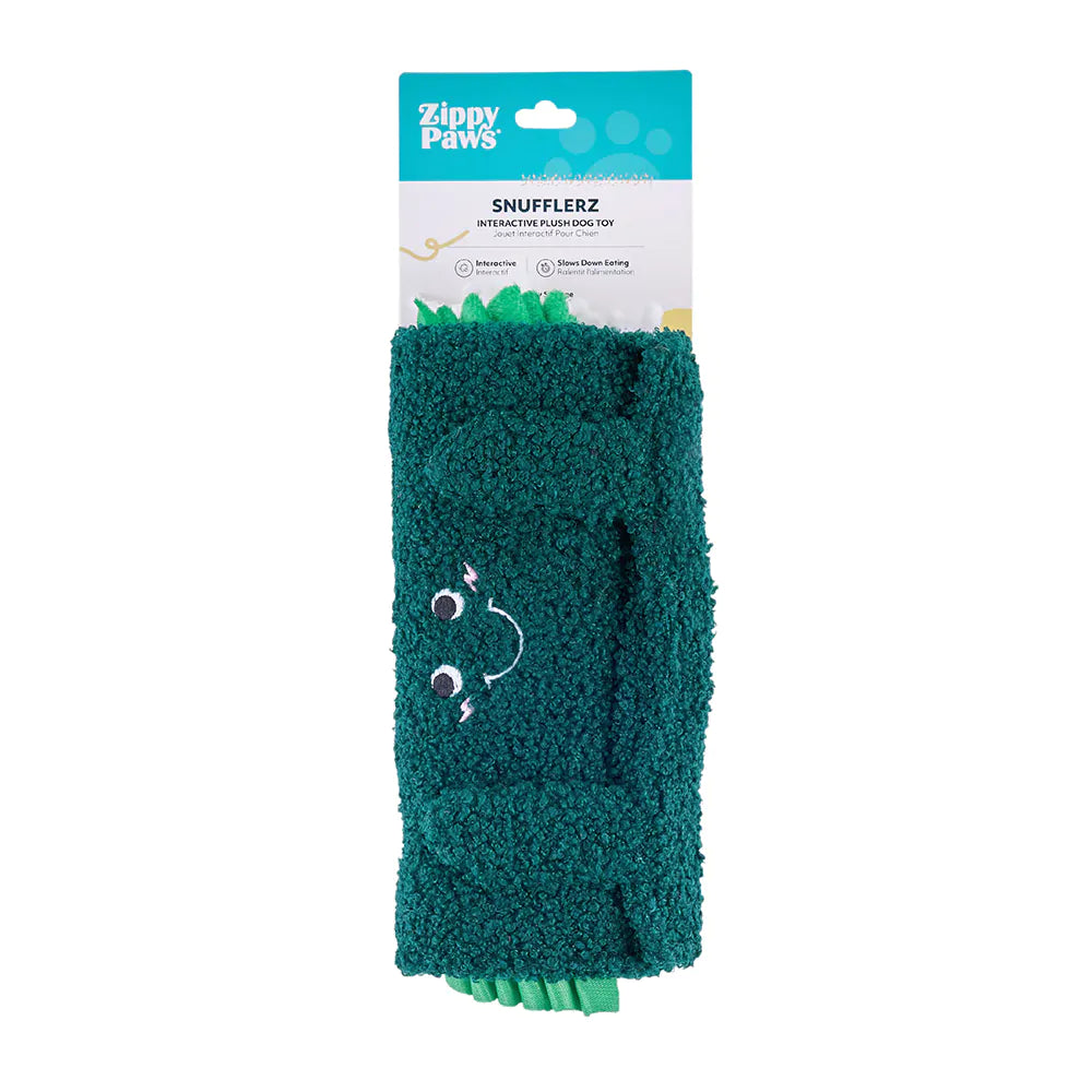 Teal snuffle mat for dogs with Zippy Paws packaging on a white background