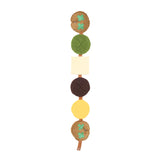 Decorative item with circular wooden pieces in various colors on a white background