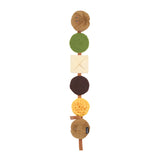 Colorful wooden toy with round, stacked pieces on a white background