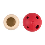 Beige and red ball toys on a white background